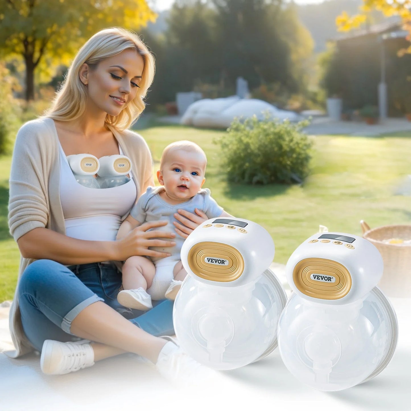 Wearable Electric Breast Pumps Hands Free, 4 Mode 12 Levels, 300Mmhg Strong Suction