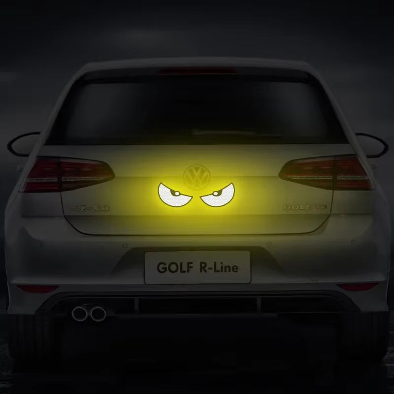 2Pcs Car Reflective Safety Warning Tape Cat Eyes Pattern Night Driving Safety Decals for Auto Truck Motorcycle Reflector Sticker