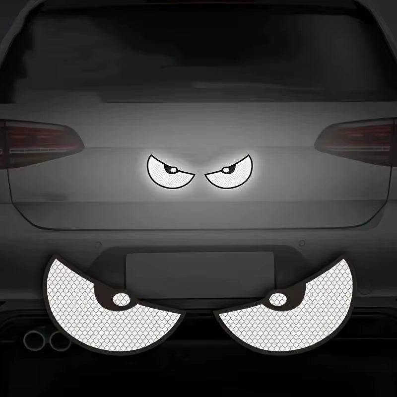 2Pcs Car Reflective Safety Warning Tape Cat Eyes Pattern Night Driving Safety Decals for Auto Truck Motorcycle Reflector Sticker